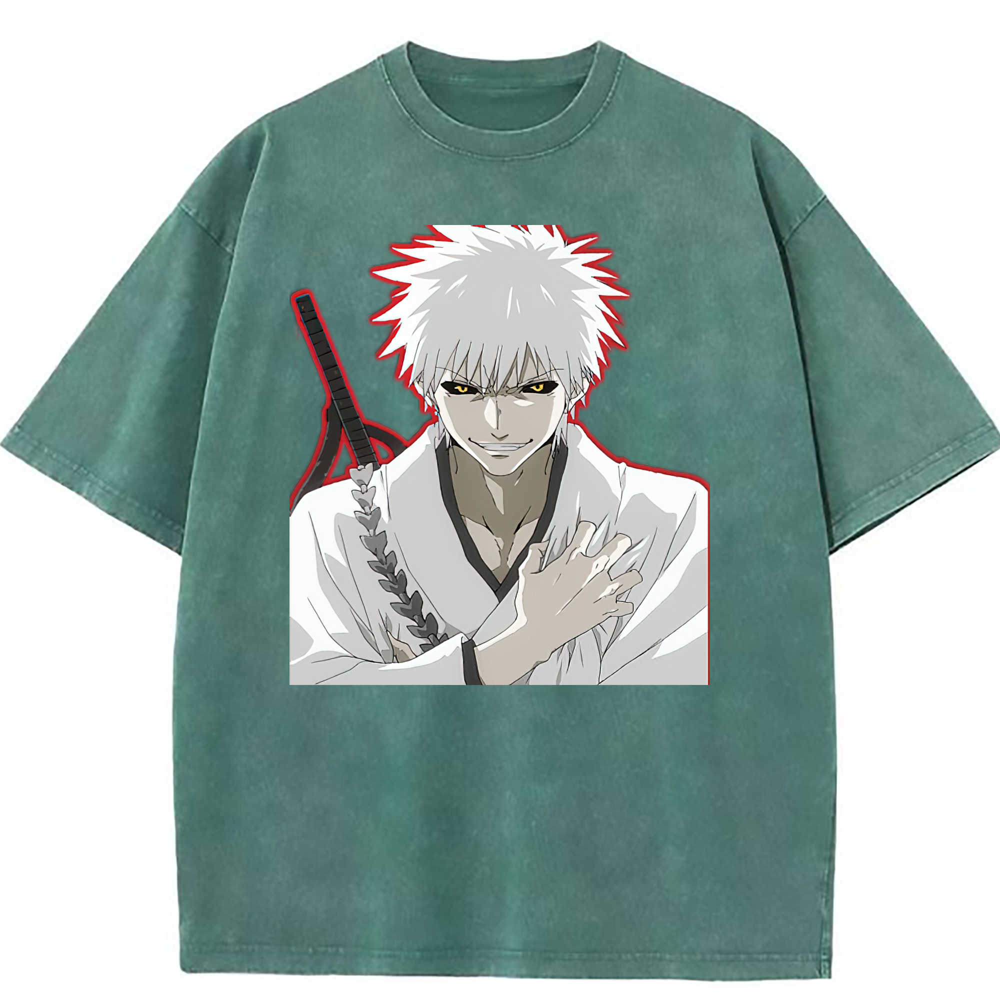 （画像用） ブリーチ 黒崎一護（くろさき いちご）BLEACH Kurosaki Ichigo 綿100% ヴィンテージ風 半袖Tシャツ（フロントプリント）